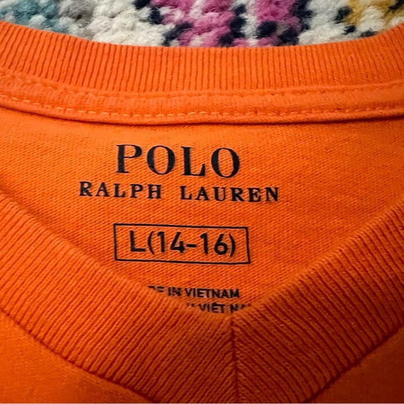 Boy’s Polo V-Neck Short Sleeve Tee in Bright Orange size large - Picture 6 of 6